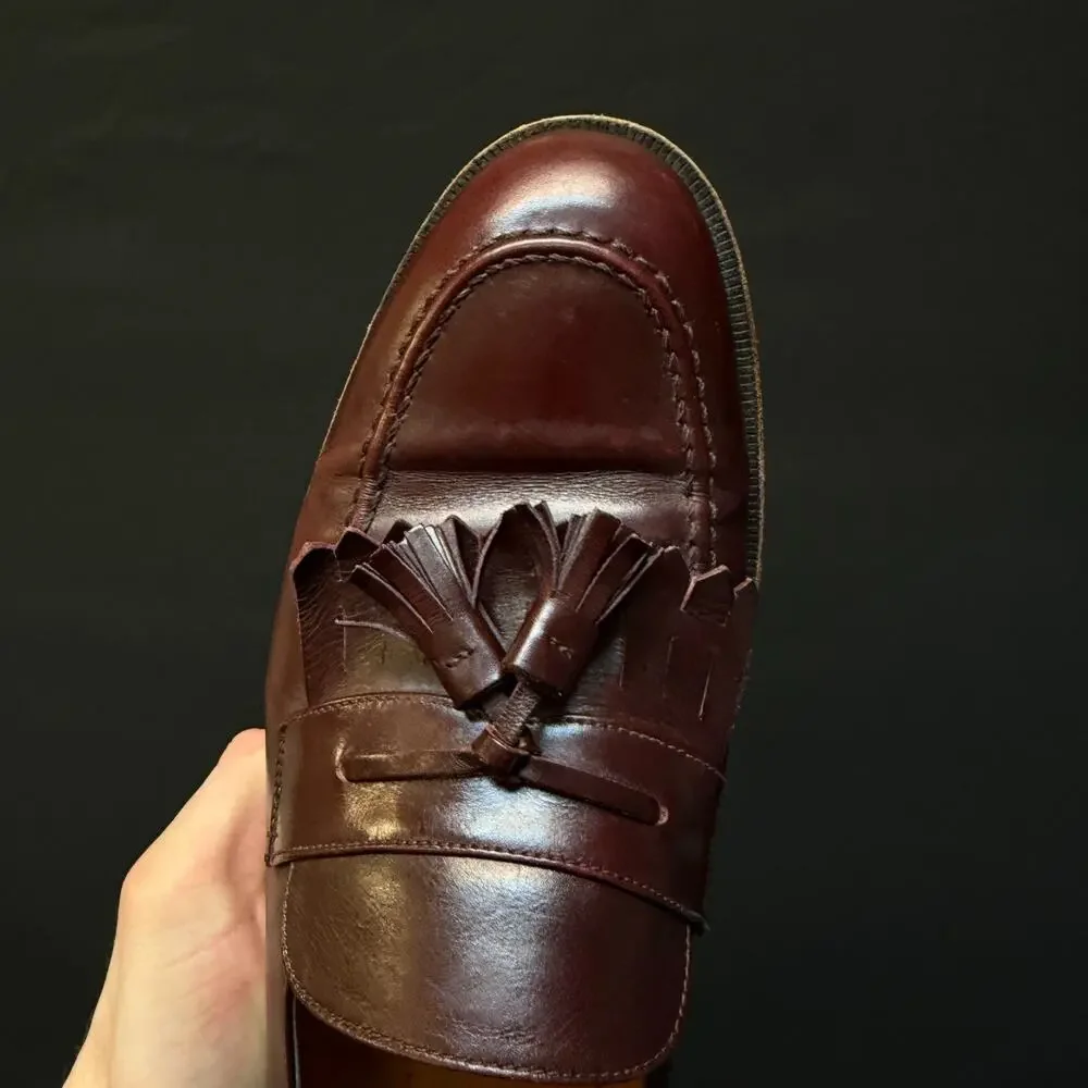 Men's Salvatore Ferragamo burgundy Kiltie Tasseled Loafers Size 9.5 uh25938 g 25